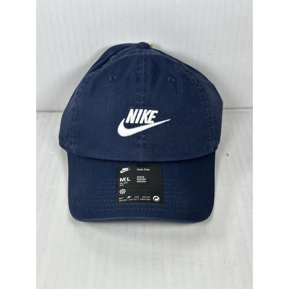 Nike Club Cap Unstructured Futura Wash Strapback Hat - Navy FB5368-410 Size M/L